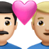 👨🏻‍❤️‍👨🏼 couple with heart: man, man, light skin tone, medium-light skin tone display on Apple